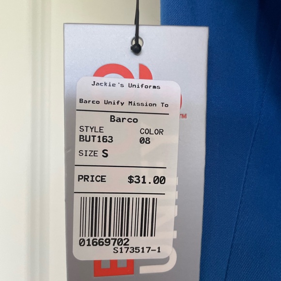 Barco Royal Blue 1-Pocket Button Collar Tuck-In Top - Picture 4 of 4